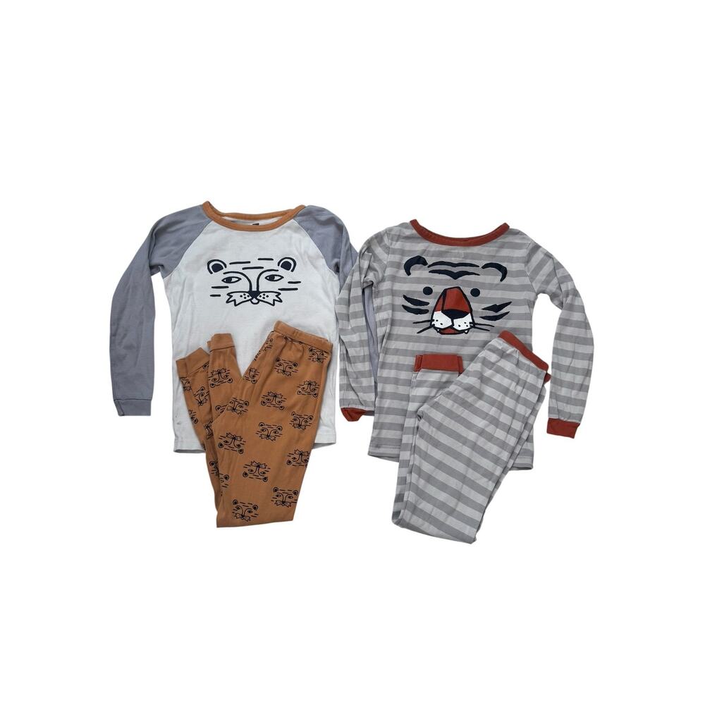 TEA COLLECTION Wild Cats Pajama Sets Size 10-12 Lion Tiger Gray Orange *READ*